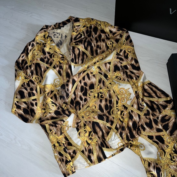 VERSACE SILK XL PAJAMAS SIZE 6 MENS AND WOMENS PJS BAROQUE LEOPARD ORNATE PRINT - Picture 5 of 5
